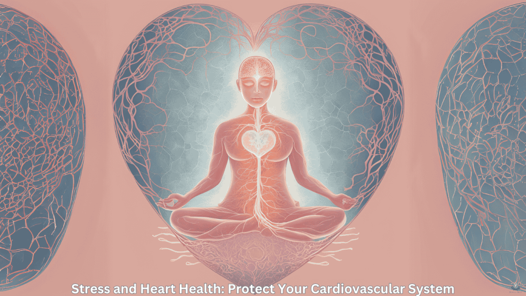 Heart graphic with arteries and calming imagery emphasizing cardiovascular health.