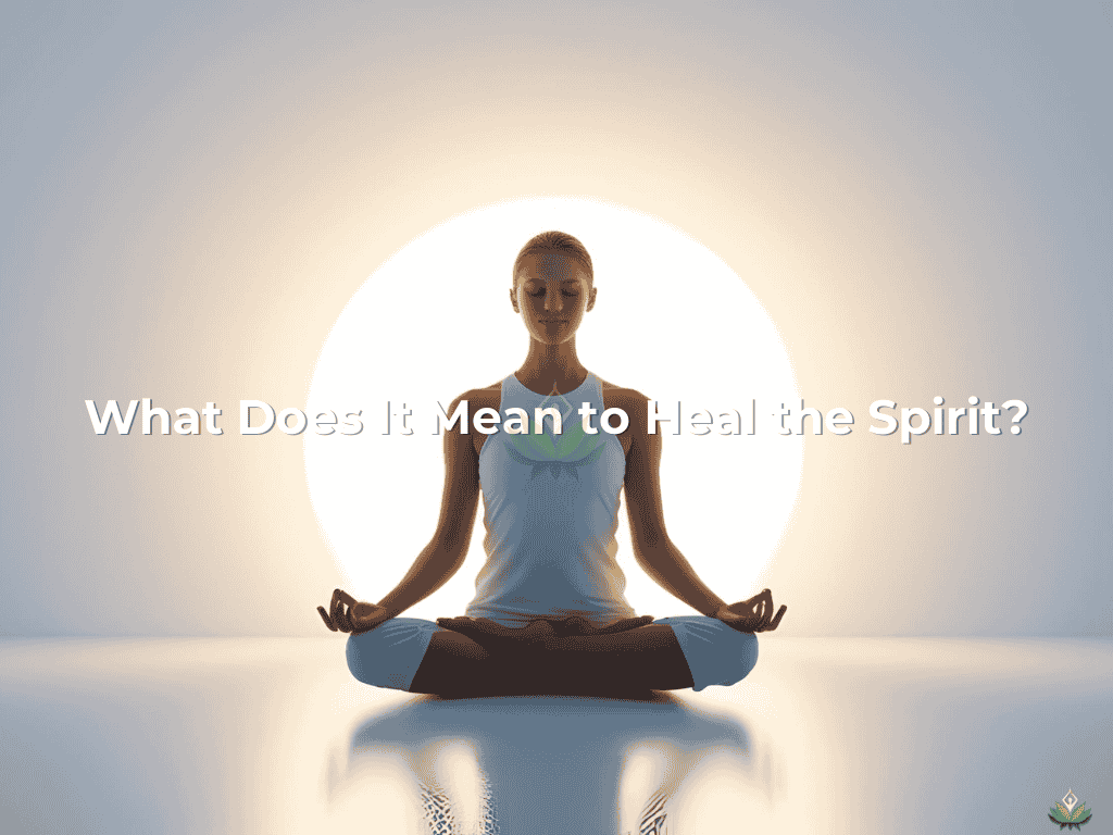 A serene woman meditating under a glowing light, symbolizing spiritual healing through the Holistical Method