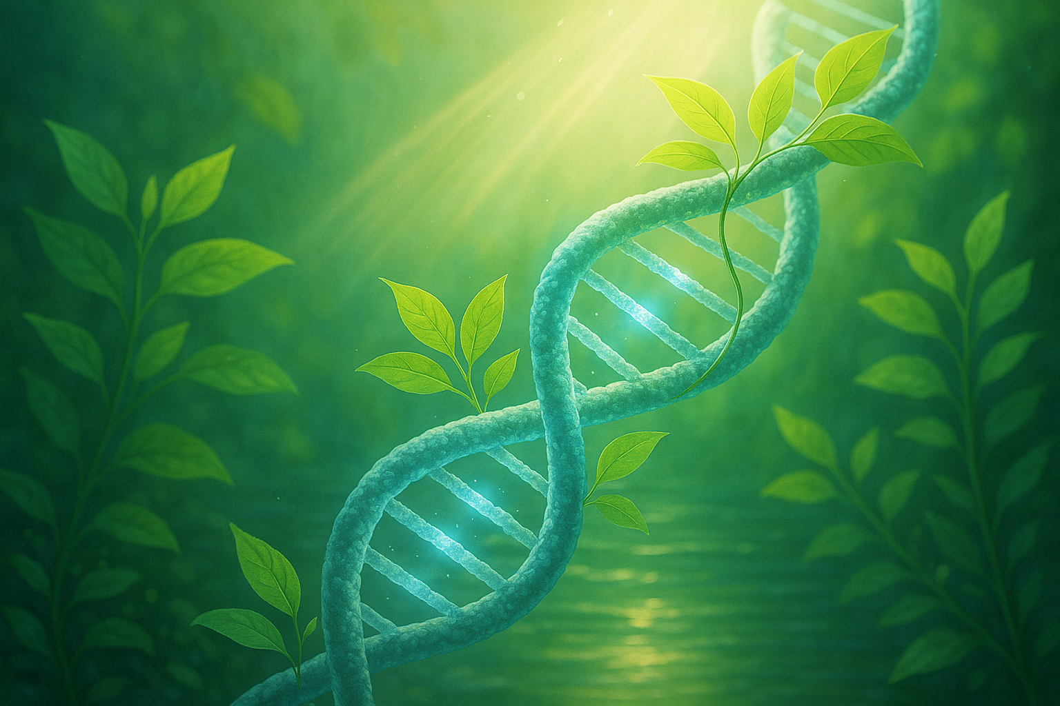 Change your genes with thinking and lifestyle — DNA nature healing concept.